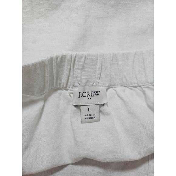 j.Crew white linen shirt, ruffle cap sleeve, tortoise shell button detail, Large - Picture 4 of 6